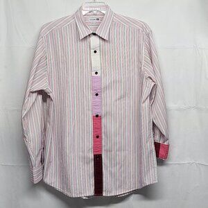 Ecko Unltd 1972 Shirt Button Up Mens XL Long Sleeve Flip Cuff Multicolor Stripe